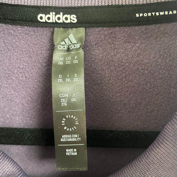 Adidas Purple Logo Print Quarter Zip Sweatshirt with Pocket Mens Size 2XL - Picture 7 of 8